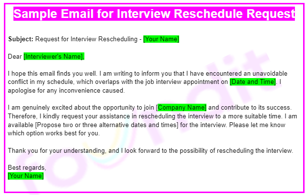 Job Interview Rescheduling Email Samples Tips