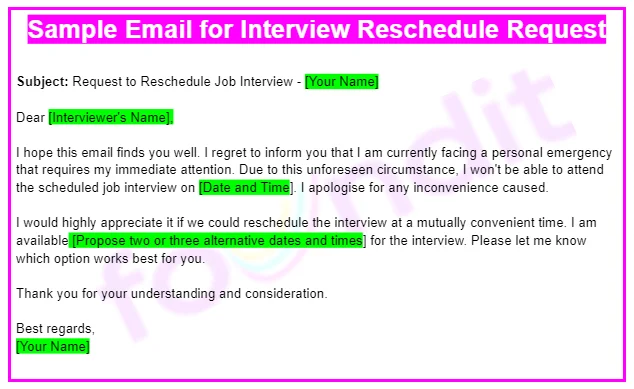 Job Interview Rescheduling Email Samples Tips