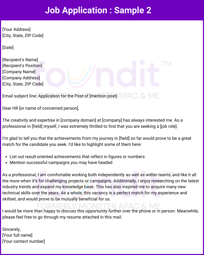 Job Application Cover letter 