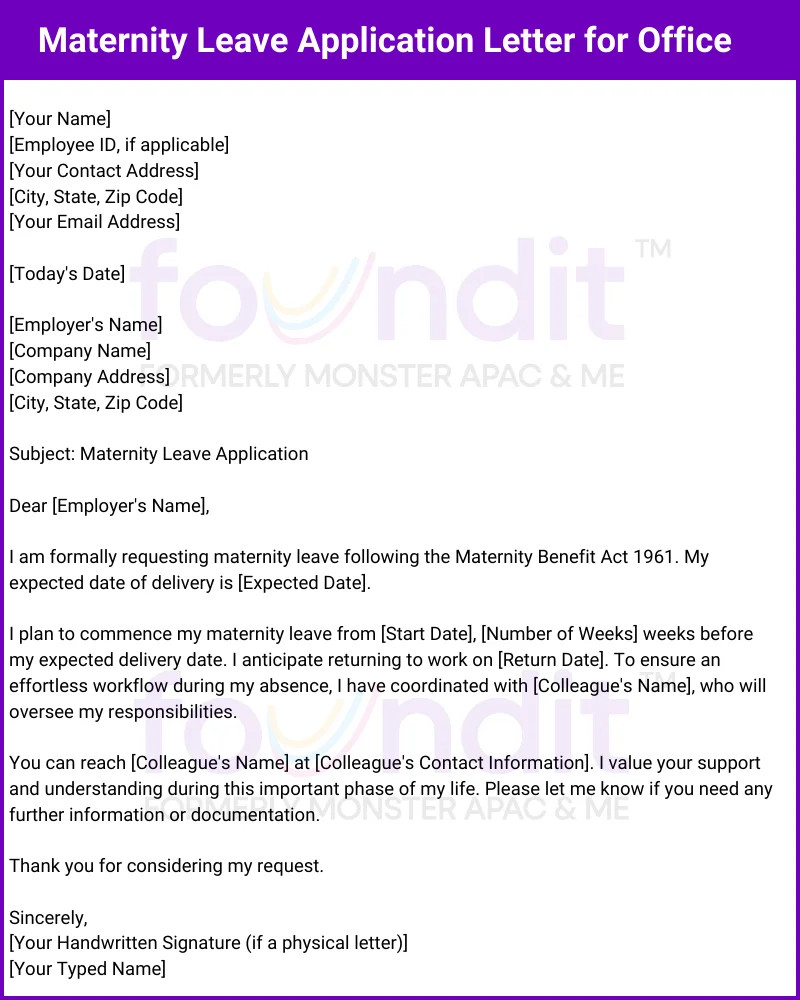Maternity Leave Application Writing Guide Format Samples