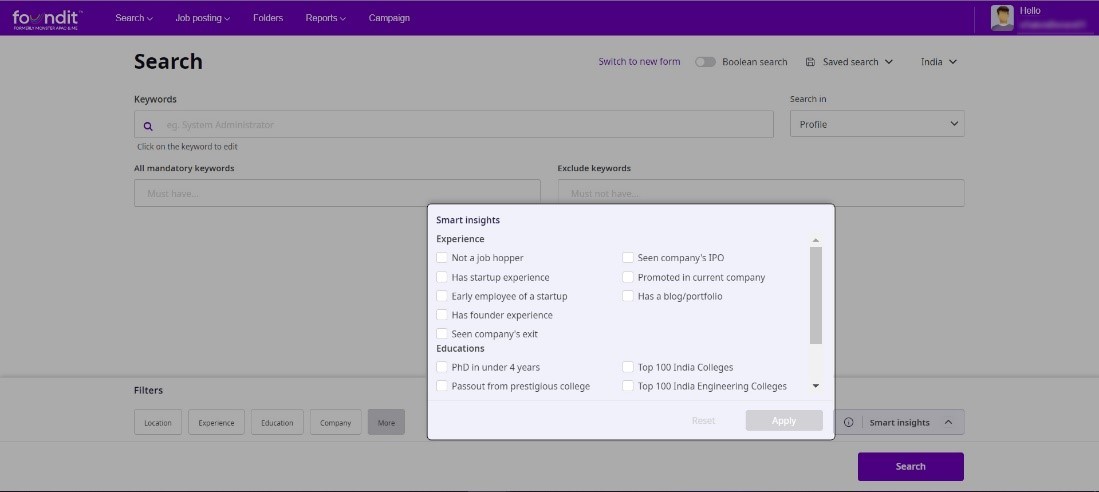 job portal foundit platform smart insights page