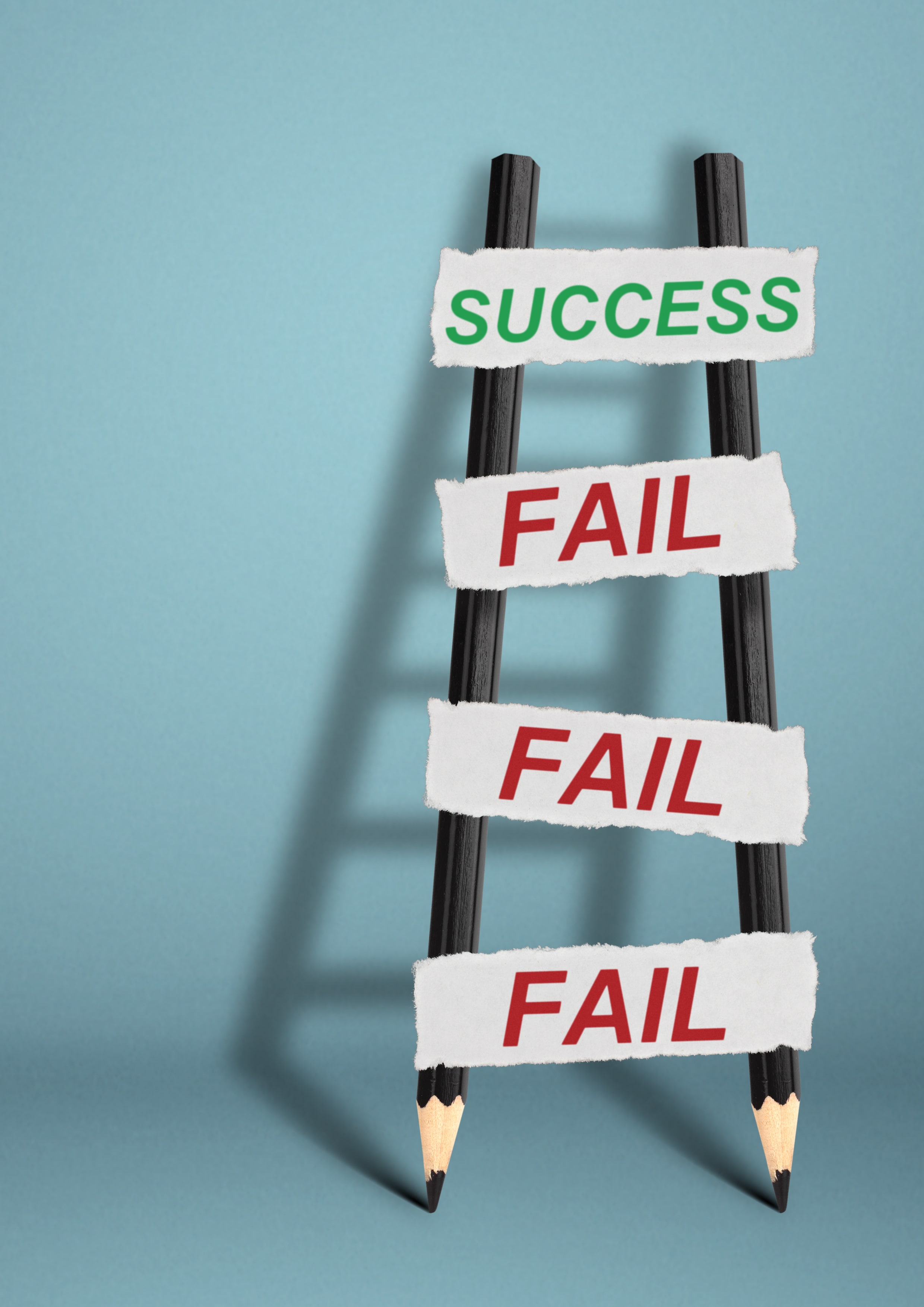 failure leads to success concept on ladder, bounce back from failures