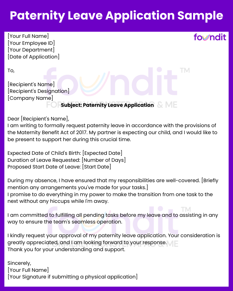 Paternity Leave Application Writing Guide Format And Samples 