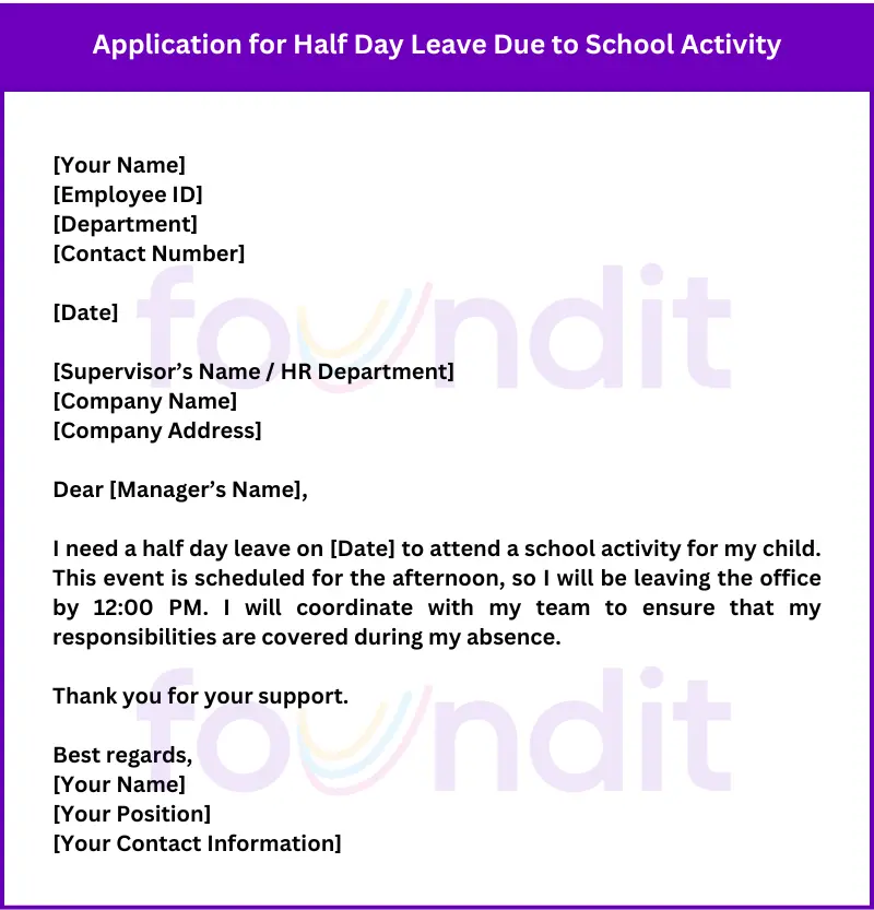 half day leave for child school activity